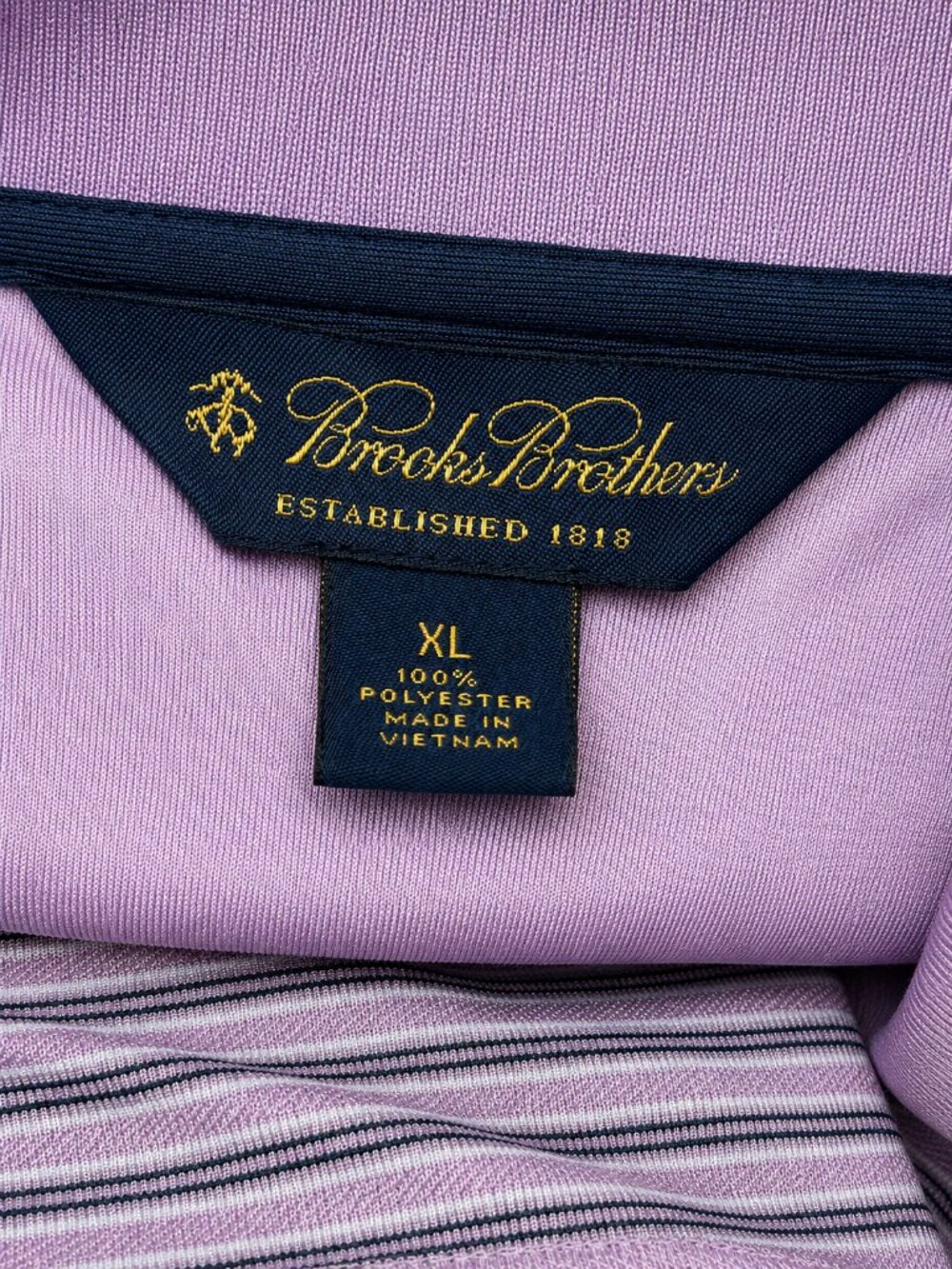 Brooks Brothers Performance Polo Shirt Men's XL Lavender Striped Golden Fleece - Picture 3 of 4